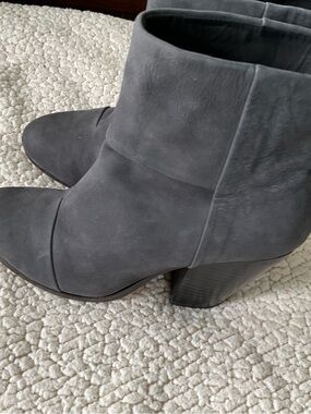 rag & bone Charcoal Gray Suede Ankle Boots with Block Heel 38.5/ 8.5